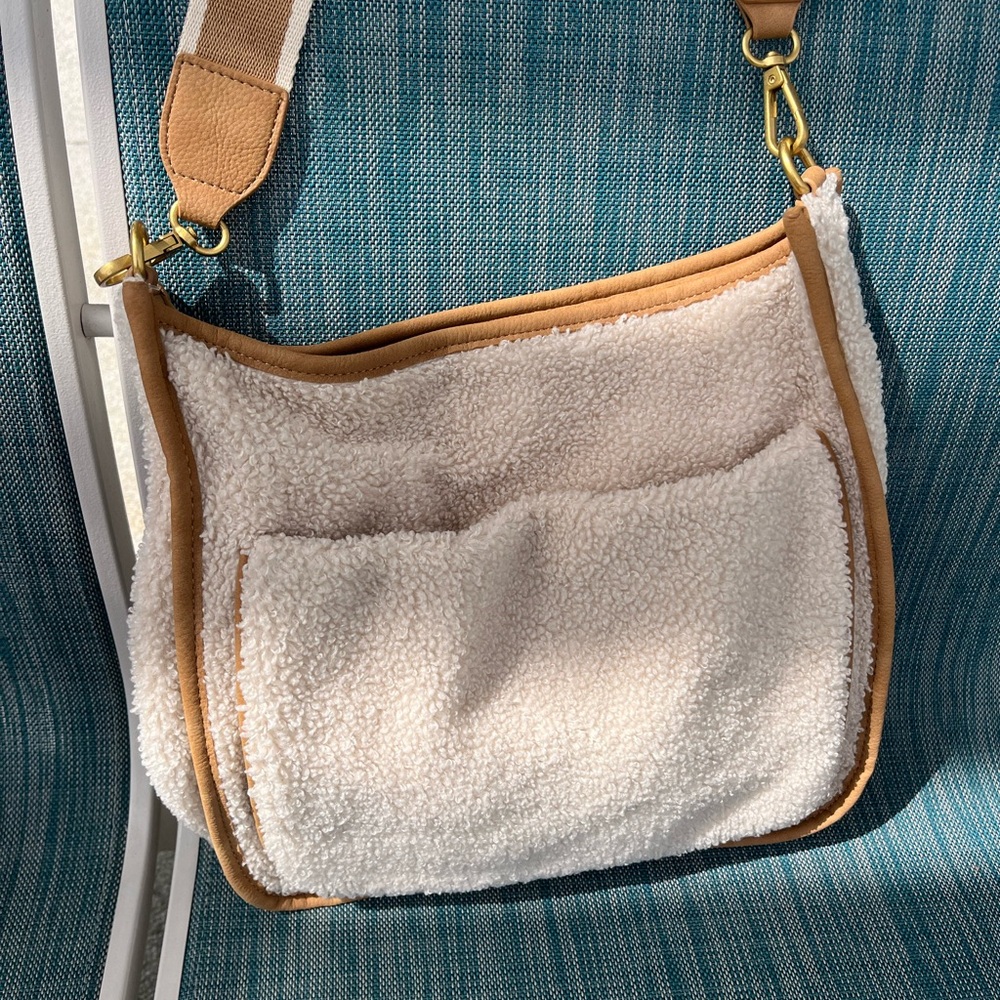 Style & Co Cream and Tan Shoulder Bag with Leather Trim
